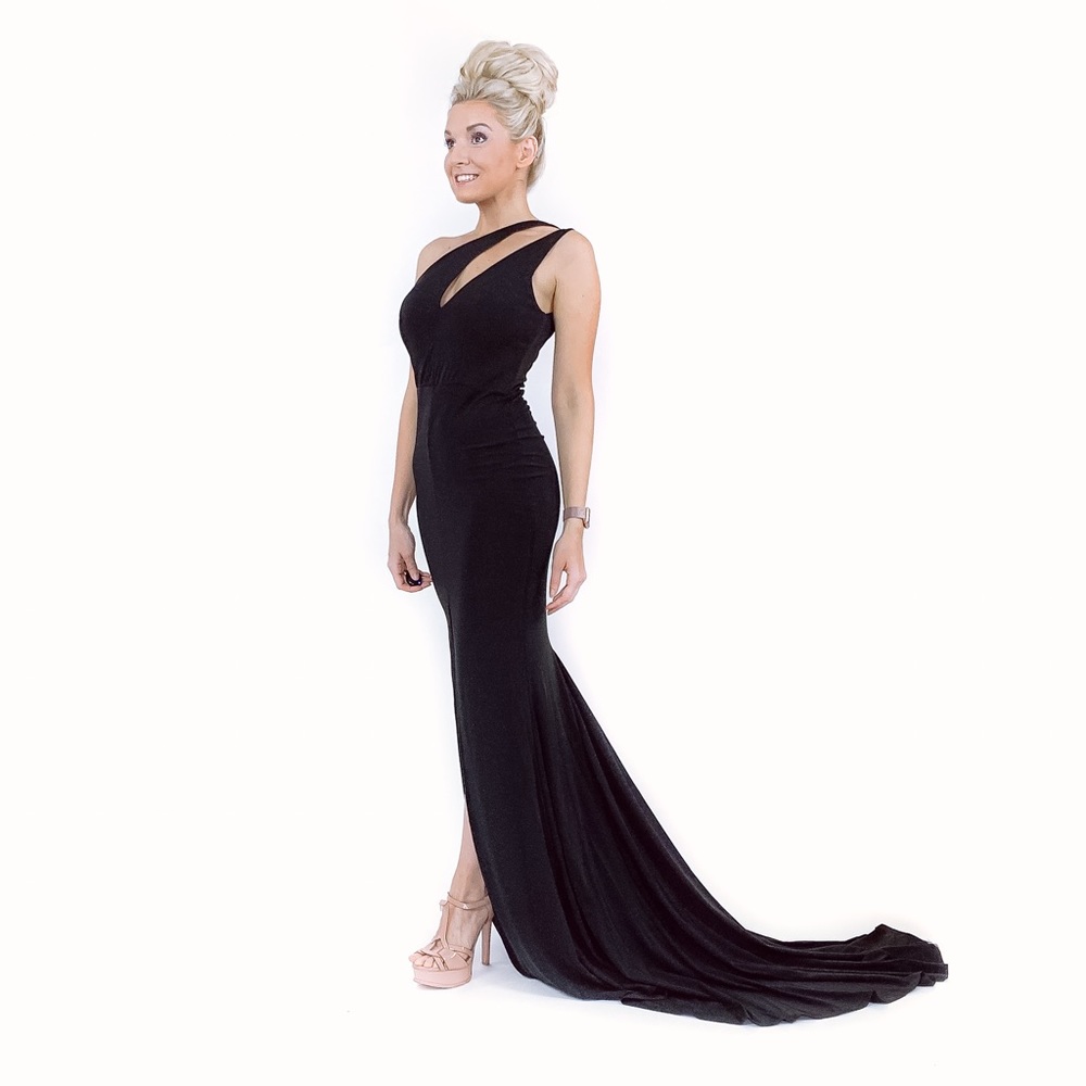 Black Fitted Pageant Evening Gown Prom Dress - Picture 8 of 8